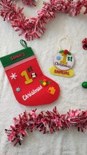 Load image into Gallery viewer, Personalized 1st Christmas stocking and ornament Combo