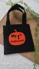Load image into Gallery viewer, Fun Felt Trick-or-Treat "My 1st Halloween " embellished Bag