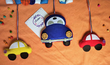 Load image into Gallery viewer, Personalized name bunting. Name bunting for nursery. Name bunting for bedroom. Felt name bunting. Children name bunting. Handmade gifts. Handmade bunting. Personalized décor. Nursery decoration. Nursery ideas. Moon wall décor. Moon wall hanging. Pastel Wall décor. Coat Mobile. Transport Theme Name Bunting. Car Name Bunting