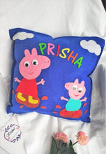 Load image into Gallery viewer, Felt cushion cover, felt pillow cover, cow pillow, cow cushion, felt cushion, personalized pillow, personalized cushion , personalized name cushion, personalized pillow with name , customize pillow, customize cushion , pillow for kids, pillow for baby head