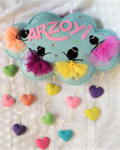 Load image into Gallery viewer, Personalized name bunting. Name bunting for nursery. Name bunting for bedroom. Felt name bunting. Children name bunting. Handmade gifts. Handmade bunting. Personalized décor. Nursery decoration. Nursery ideas. Moon wall décor. Moon wall hanging. Dancing Fairy Wall Hanging. Pastel Wall décor