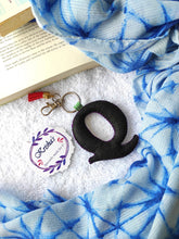 Load image into Gallery viewer, Key ring bag charm. Cute bag charm with stuffed alphabet. Hand bag charms. Felt bag charm. Unusual bag charm. Pink bag charm. Bag charm with lobster claw clip. Luxury bag charm. Tessel bag charm.