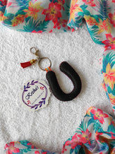 Load image into Gallery viewer, Key ring bag charm. Cute bag charm with stuffed alphabet. Hand bag charms. Felt bag charm. Unusual bag charm. Pink bag charm. Bag charm with lobster claw clip. Luxury bag charm. Tessel bag charm.