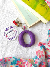 Load image into Gallery viewer, Key ring bag charm. Cute bag charm with stuffed alphabet. Hand bag charms. Felt bag charm. Unusual bag charm. Pink bag charm. Bag charm with lobster claw clip. Luxury bag charm. Tessel bag charm.