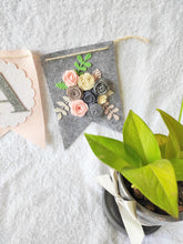 Load image into Gallery viewer, Personalized name bunting. Name bunting for nursery. Name bunting for bedroom. Felt name bunting. Children name bunting. Handmade gifts. Handmade bunting. Personalized décor. Nursery decoration. Nursery ideas. Moon wall décor. Pastel Wall décor. Family Name Hanging. Name Garland. Name Banner. Floral Name Garland.