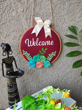 Load image into Gallery viewer, Wall decals quotes, Hoop decor. Nursery decor. Wall hanging. Hoop wreathes. Wood wreath hoop. Wall decor hanging, Floral hoop decor.