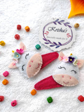 Load image into Gallery viewer, Unicorn hair clip, Unicorn hair accessories, Unicorn pin, Snap hair clips , hairclips for women, hair clips for thick hair , handmade hair accessories, handmade hair accessories, hair clip handmade , unicorn handmade , gift for girls, handmade with love , unicorn clips, flower clips, butterfly hair clip