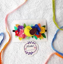 Load image into Gallery viewer, floral tiara for baby girl, flower head tiara, felt flower headband, felt flower crown , felt flower diy, felt flower boutique, Flower Tiara, Floral Tiara, Flower tiara crown, Flower Tiara online, Flower Tiara wedding, unicorn headband, unicorn hair band, unicorn kitty headband , Sparrow headband, bunny headband, bunny ear headband, bunny hair band, rabbit headband, rabbit hair band