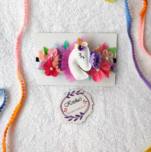 Load image into Gallery viewer, floral tiara for baby girl, flower head tiara, felt flower headband, felt flower crown , felt flower diy, felt flower boutique, Flower Tiara, Floral Tiara, Flower tiara crown, Flower Tiara online, Flower Tiara wedding, unicorn headband, unicorn hair band, unicorn kitty headband , Sparrow headband, bunny headband, bunny ear headband, bunny hair band, rabbit headband, rabbit hair band