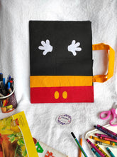 Load image into Gallery viewer, Craft bag. Craft tote. Kraft gift bags. Felt handbag. Felt tote bag. Felt pouch. Felt gift bag. Craft folder. Felt craft folder. Personalized gift. Kids gift. Kids personalized gift. Unique gift. Handmade personalized gift. Handmade gift. Mickey mouse theme folder. Gift for girl. Return gift. Mickey mouse. Black folder. Mickey folder
