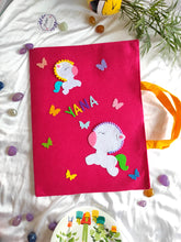 Load image into Gallery viewer, Craft bag. Craft tote. Kraft gift bags. Felt handbag. Felt tote bag. Felt pouch. Felt gift bag. Craft folder. Felt craft folder. Personalized gift. Kids gift. Kids personalized gift. Unique gift. Handmade personalized gift. Handmade gift. Mickey mouse theme folder. Gift for girl. Return gift. Unicorn folder. pink folder. Unicorn theme folder.