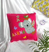 Load image into Gallery viewer, Felt cushion cover, felt pillow cover, cow pillow, cow cushion, felt cushion, personalized pillow, personalized cushion , personalized name cushion, personalized pillow with name , customize pillow, customize cushion , pillow for kids, pillow for baby head