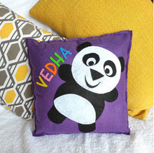 Load image into Gallery viewer, Felt cushion cover, felt pillow cover, panda pillow, cute panda cushion, felt cushion, personalized pillow, personalized cushion , personalized name cushion, personalized pillow with name , customize pillow, customize cushion , pillow for kids, pillow for baby head