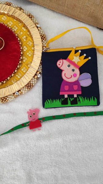 Peppa pig sling bag and  Rakhi - Rakhi gift hamper