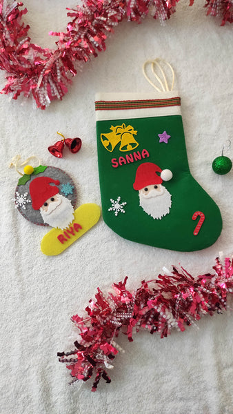 Personalized Santa Stocking and ornament Combo