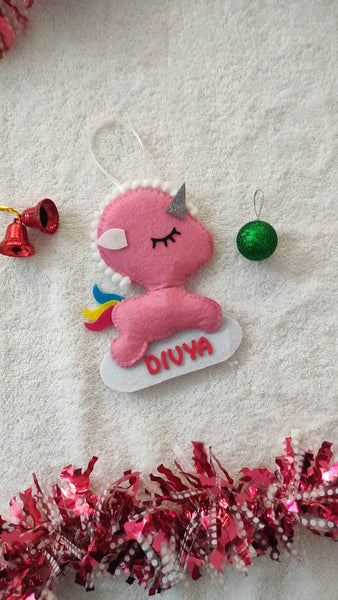 Personalized Unicorn stocking and ornament Combo
