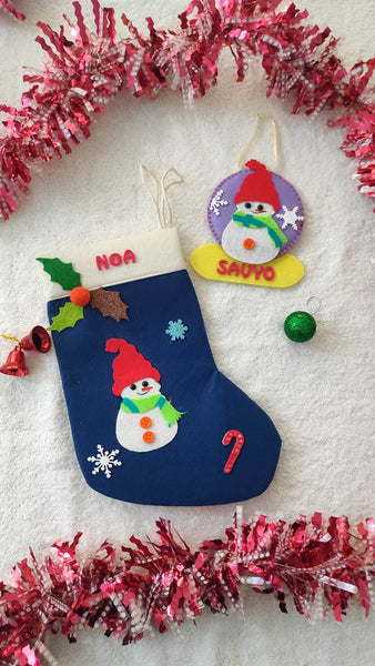 Personalized Snowman stocking and ornament Combo