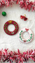 Load image into Gallery viewer, Christmas Handmade embroidered wreath  Ornament

