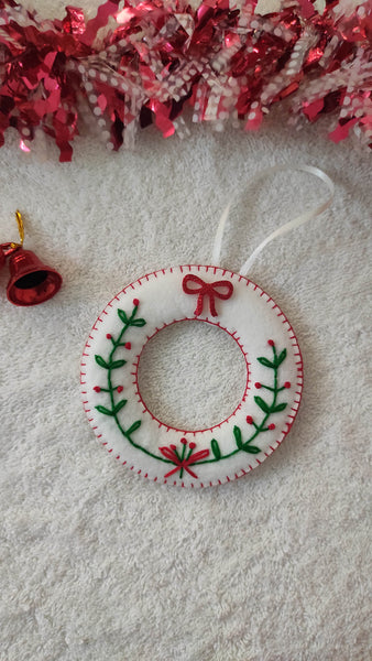 Christmas Handmade embroidered wreath  Ornament