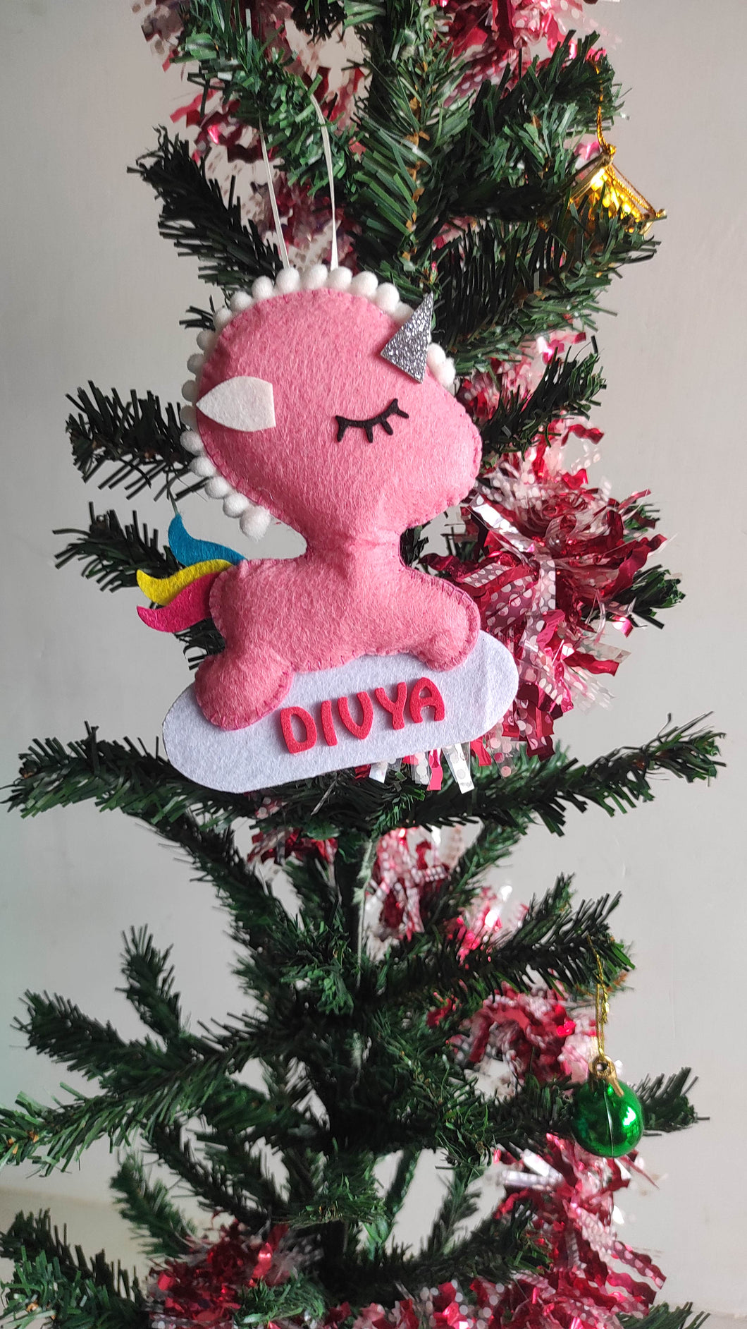 Christmas personalized Unicorn Ornament