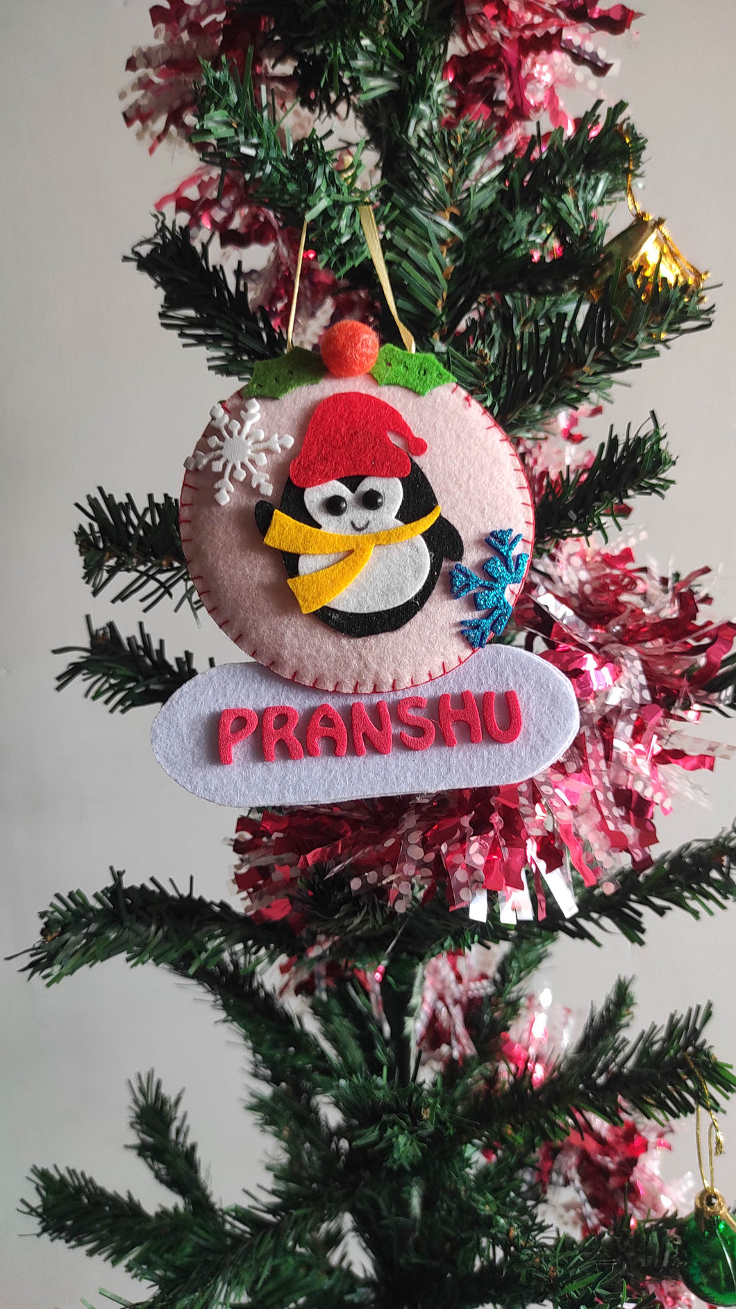 Christmas personalized Penguin Ornament