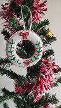 Load image into Gallery viewer, Christmas Handmade embroidered wreath  Ornament

