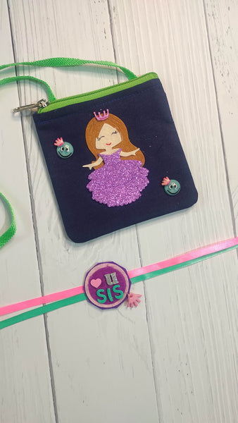 Princess sling bag and  Rakhi - Rakhi gift hamper