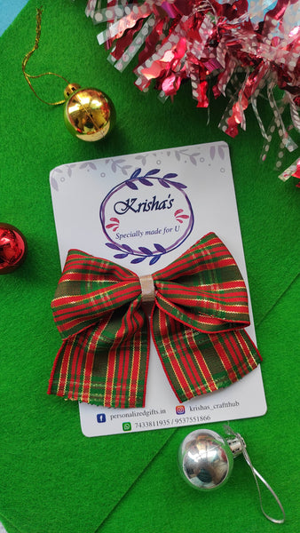 Classic christmas clip bow -Red ,Green