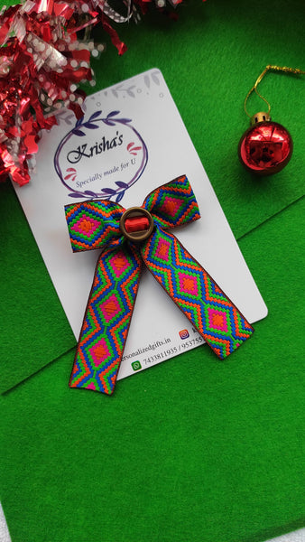 Classic christmas woven lace clip bow  -Multicolour