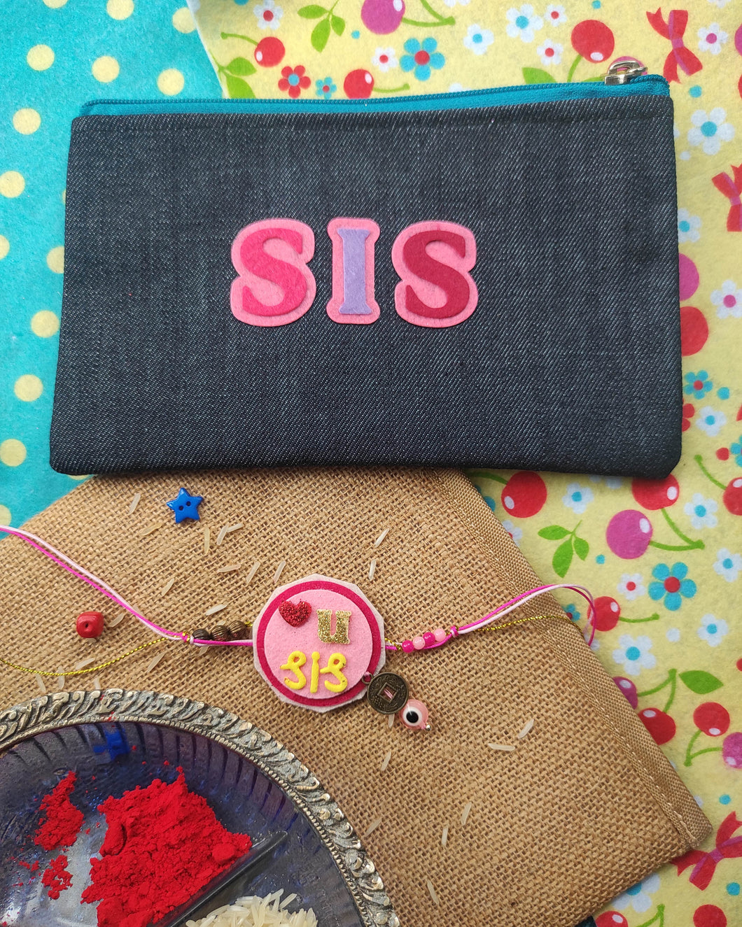 Sis pouch and Rakhi - Rakhi gift hamper