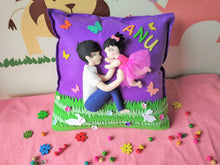 Load image into Gallery viewer, Felt cushion cover, felt pillow cover, cow pillow, cow cushion, felt cushion, personalized pillow, personalized cushion , personalized name cushion, personalized pillow with name , customize pillow, customize cushion , pillow for kids, pillow for baby head
