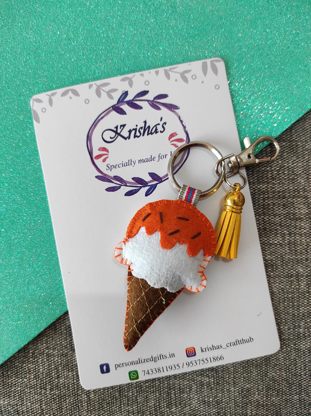 Ice cream bag charm. Felt ice cram bag charm. Cute bag charm. Bag charm with lobster clip. Fendi ice cream bag charm. Ice cream cone bag charm.