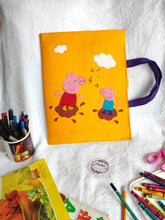 Load image into Gallery viewer, Craft bag. Craft tote. Kraft gift bags. Felt handbag. Felt tote bag. Felt pouch. Felt gift bag. Craft folder. Felt craft folder. Personalized gift. Kids gift. Kids personalized gift. Unique gift. Handmade personalized gift. Handmade gift. Mickey mouse theme folder. Gift for girl. Return gift.Peppa theme folder. blue folder. Peppa pig  folder. Peppa pig
