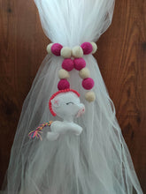 Load image into Gallery viewer, Unicorn and Felt Ball Curtain Tie
