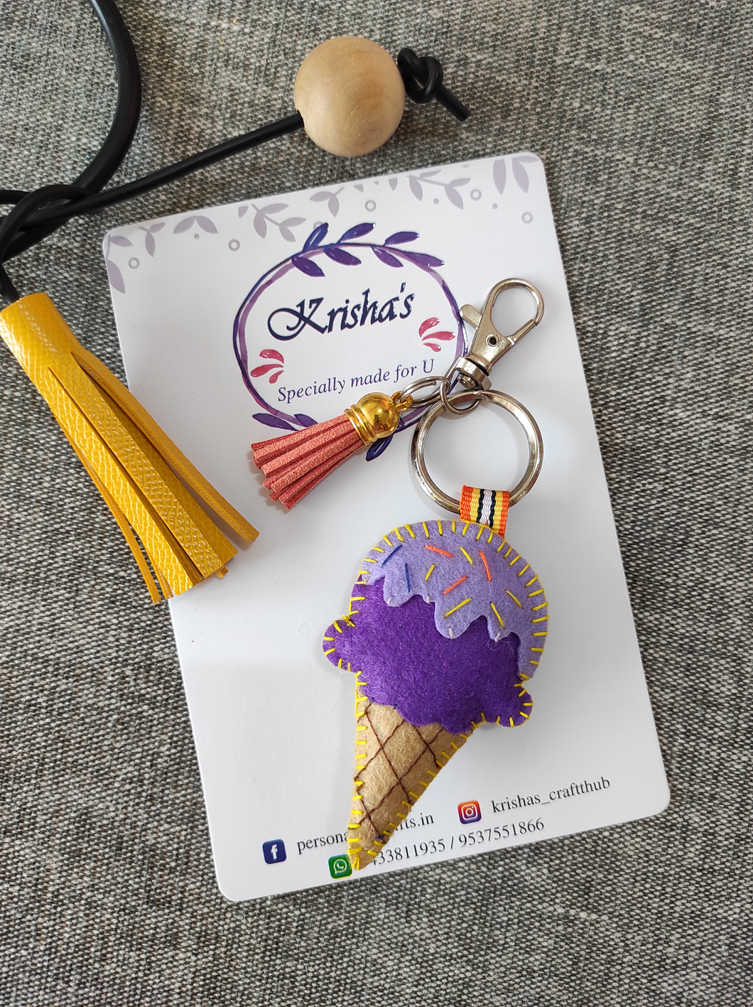 Ice cream bag charm. Felt ice cram bag charm. Cute bag charm. Bag charm with lobster clip. Fendi ice cream bag charm. Ice cream cone bag charm.